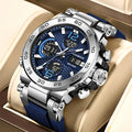 FB0033 Fashion LCD Double Display Wristwatch Luminous Sport Quartz Digital Watch Waterproof Men Clock Relogio Masculino