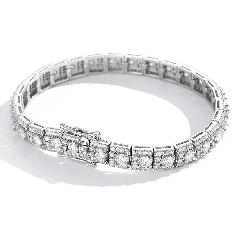 3mm Moissanite Tennis Bracelet for Women Certified D Color VVS Passes Diamond Tester S925 Silver Square Bracelet Jewelry Gifts