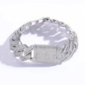 BES 20MM Hip Hop Jewelry New Baguette CZ Cuban Link Bracelet White Gold Plated Iced Out Miami Cuban Link Bracelet Bangle for Men