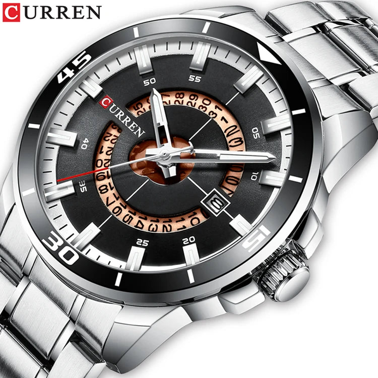 CURREN 8359 Fashion Quartz Watch — 45mm, Auto Date, 3BAR