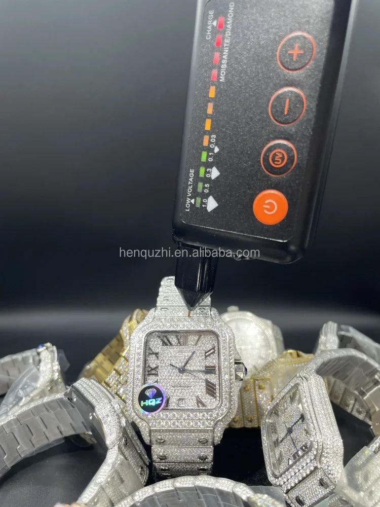 Men's VVS Moissanite Mechanical Watch — Rectangle Case, Sapphire Crystal