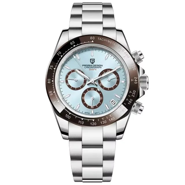 PAGANI DESIGN 1644 Rose Gold Diamond Chronograph Watch — Sapphire, 10BAR