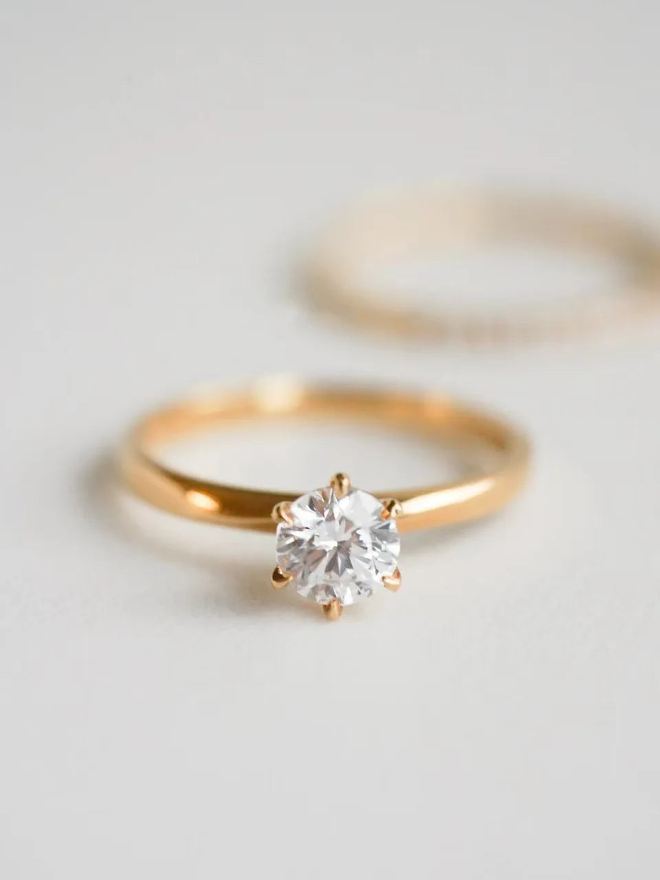 18K Gold Six Claw Diamond Ring Au750 Gold Rose Gold Single Inlaid Moissanite Girls' Wedding Ring Wholesale