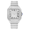 Full Diamond VVS1 Moissanite Sport Watch — Square Case, Sapphire, Butterfly Clasp