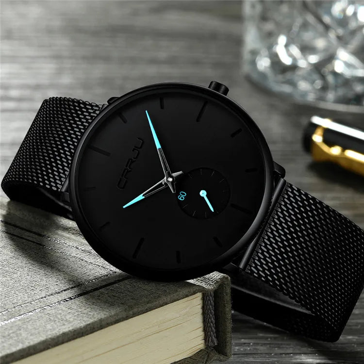CRRJU 2150 Gold Ultra-Thin Oval Quartz Watch — 40mm, Auto Date, 3BAR