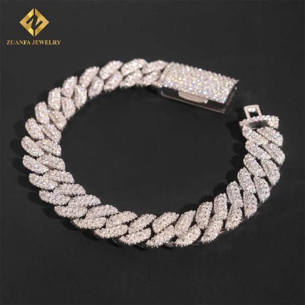 High End 10mm Moissanite Cuban Bracelet 925 Silver Fine Jewelry Iced Out Bracelet Hip Hop Moissanite Bracelet