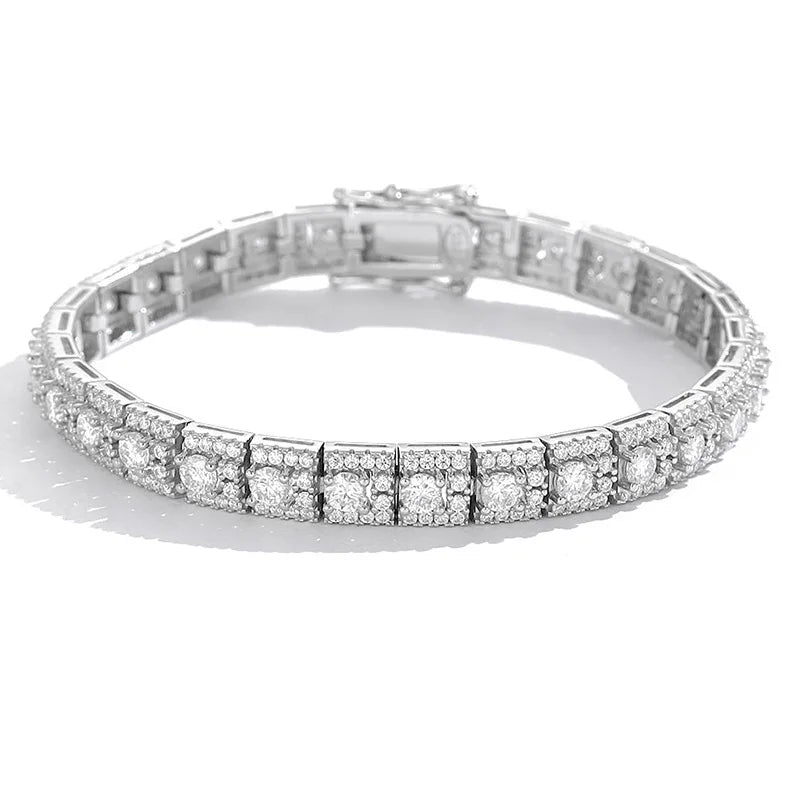 3mm Moissanite Tennis Bracelet for Women Certified D Color VVS Passes Diamond Tester S925 Silver Square Bracelet Jewelry Gifts