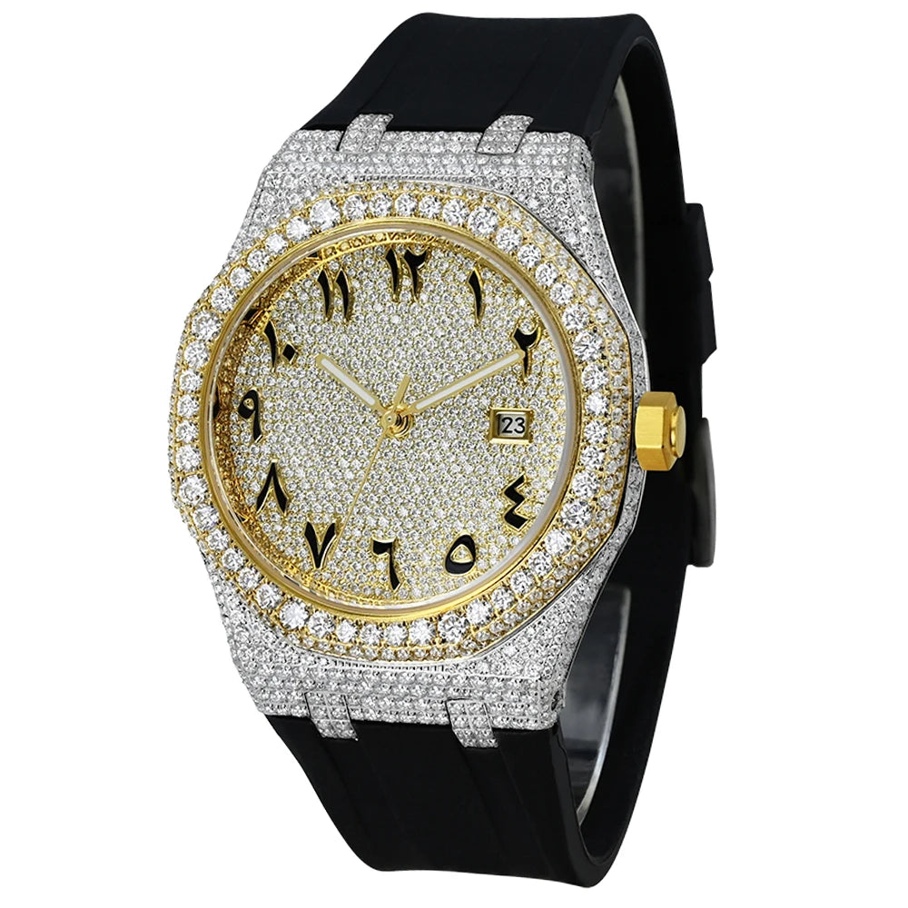 VVS Moissanite Automatic Watch — 42mm Round, Sapphire, Day/Date