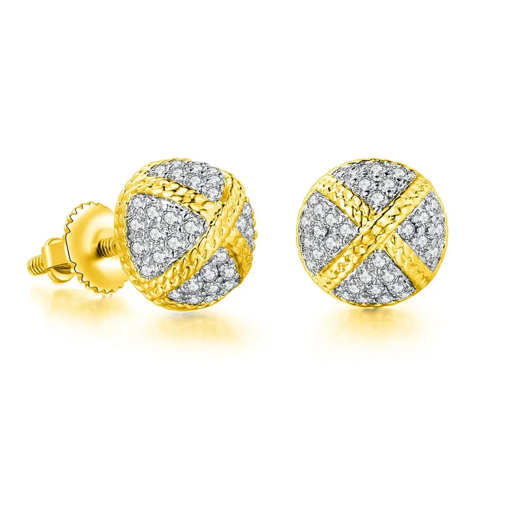 Rock Hip Hop Earrings for Men Iced Out AAA+ Shiny Cubic Zirconia Stone Screw Stud Earrings Hippie Homme Jewelry Male Gift