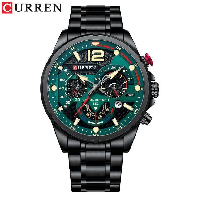 CURREN 8395 Chronograph Sport Watch — 45mm, Luminous, Shock Resistant
