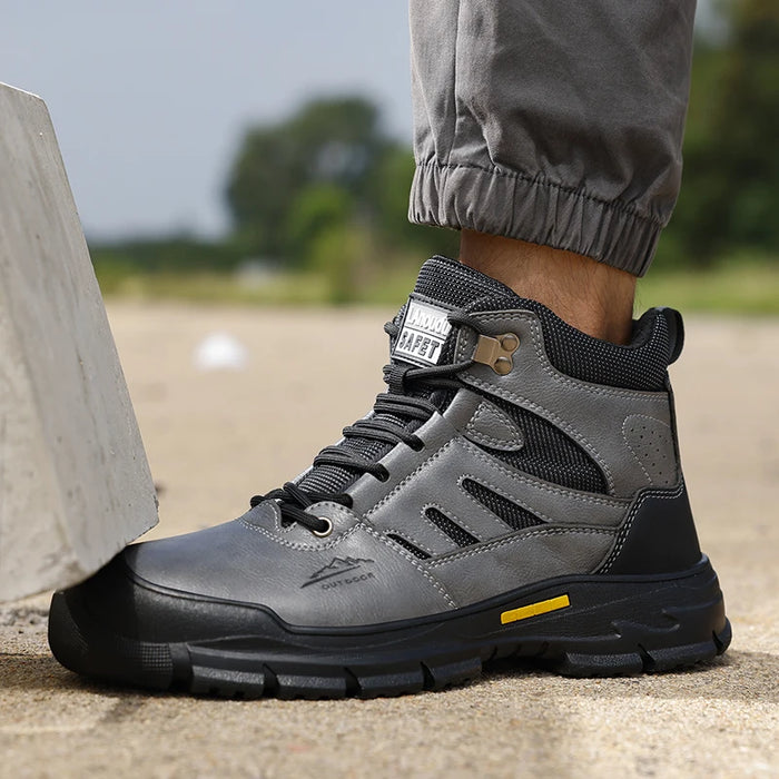 LANOUDUN Steel Toe Cap Microfiber Rubber High-top Men Boots All Season Anti-Impact Safety