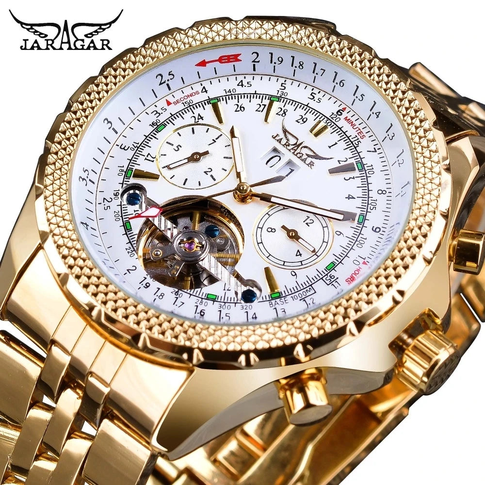 Jaragar Luxury Oval Automatic Watch — 45mm, Japan Movement, Day/Date
