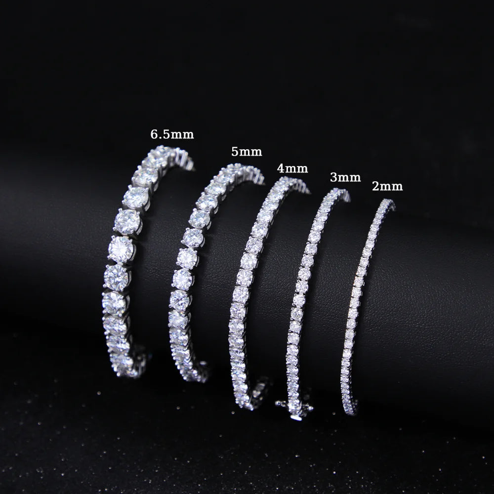 Lowest Price Moissanite Tennis Bracelet 2mm-6.5mm in Stock 925 Silver Men Women Hip Hop Bracelet VVS Moissanite Tennis Bracelet