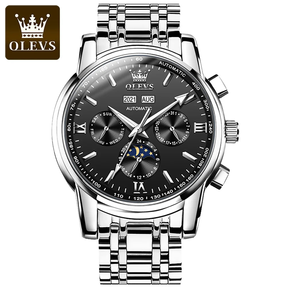 OLEVS 6633 Automatic Mechanical Watch — 42mm, Week Display, Luminous