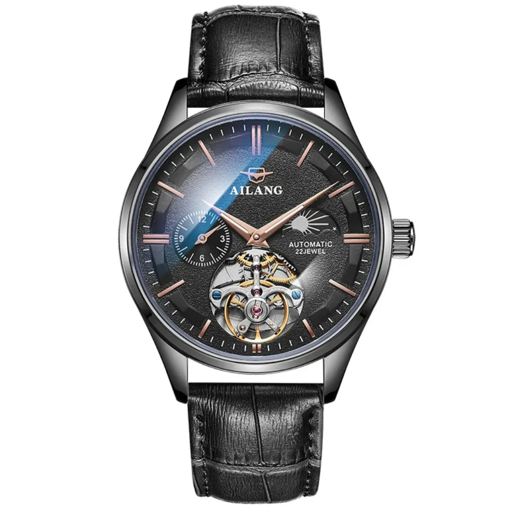 AILANG Tourbillon Automatic Watch — 41mm, Leather or Steel, 3BAR