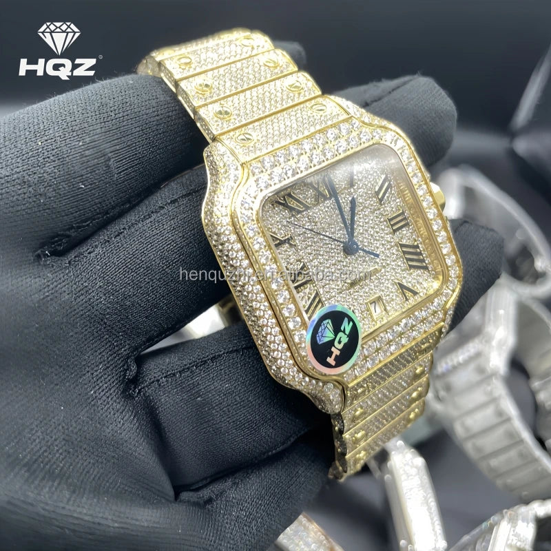 Men's VVS Moissanite Mechanical Watch — Rectangle Case, Sapphire Crystal