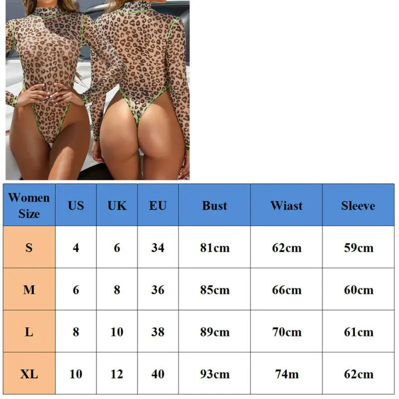 Leopard Print High-Cut Bodysuit