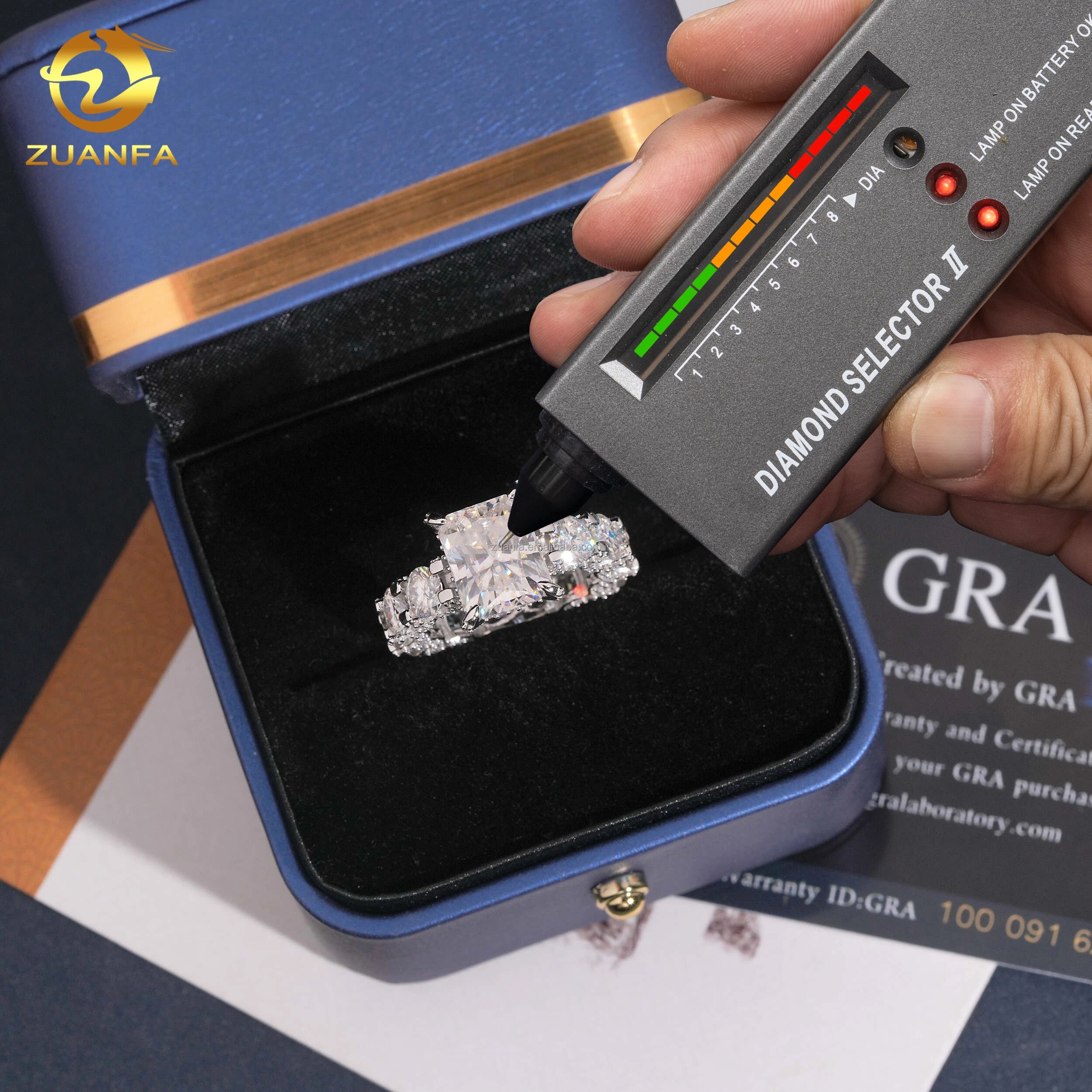 New Arrivals USA Warehouse Fashion Luxury Jewelry 5Ct Vvs Radiant Moissanite 925 Sterling Silver Eternity Engagement Ring