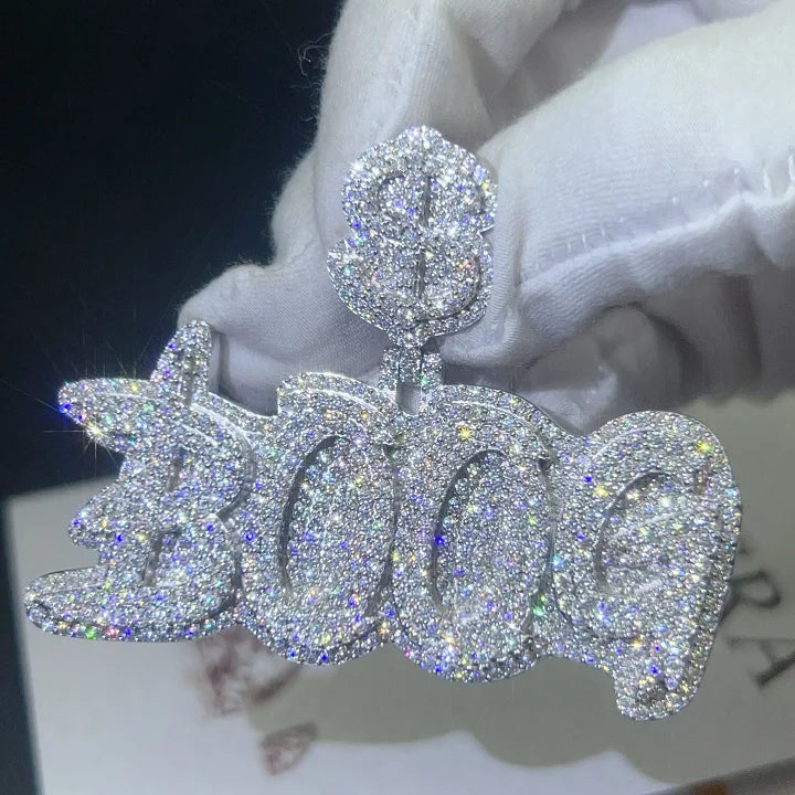 Hot Selling 925 Sterling Silver Moissanite Pendant Fully Iced Rapper Charms Custom VVS Name Letter Hip Hop Style