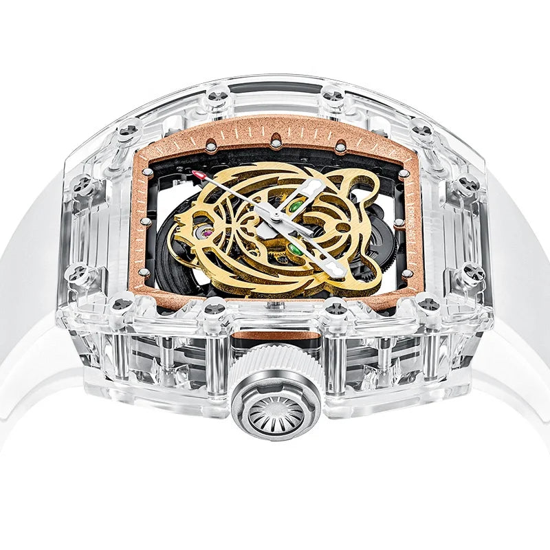Cronusart Tiger Stripe Automatic Tonneau Watch — Crystal, Power Reserve