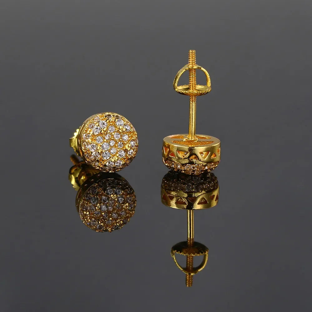 Rock Hip Hop Earrings for Men Iced Out AAA+ Shiny Cubic Zirconia Stone Screw Stud Earrings Hippie Homme Jewelry Male Gift