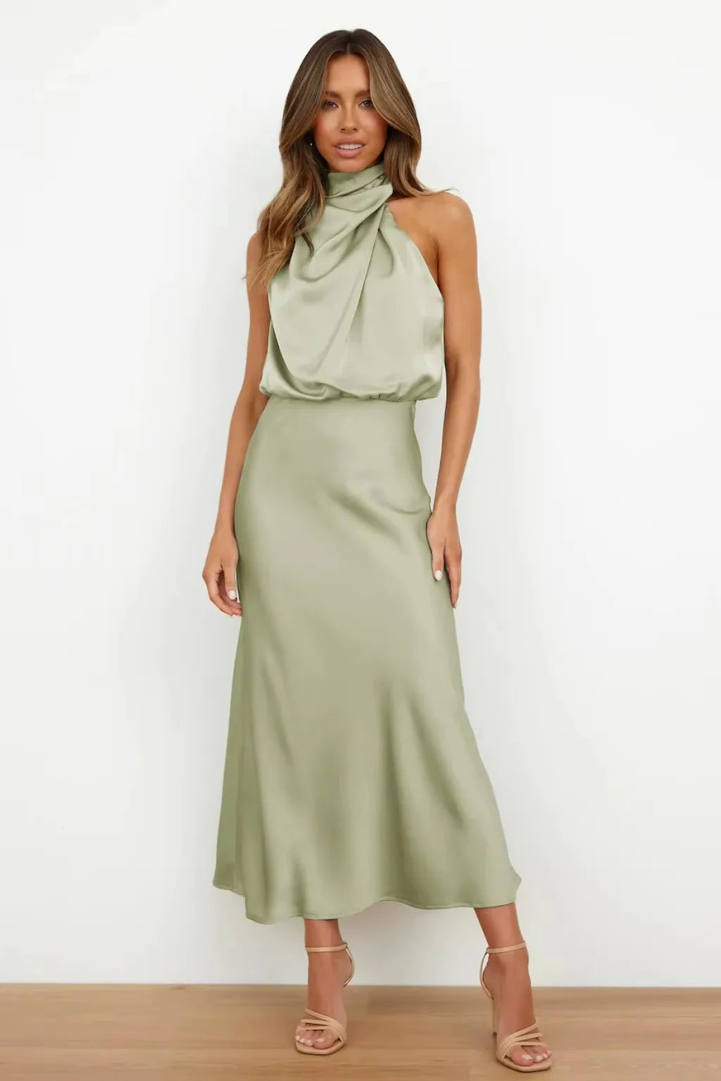 Evening Dress Party Clothes Ladies Women Fashion Elegant Celebrity Dresses Summer High-End Silk Satin Sleeveless Long Dress