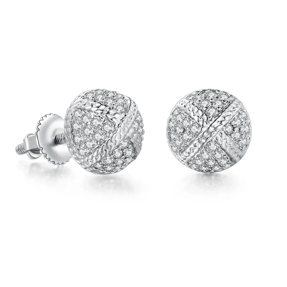 Rock Hip Hop Earrings for Men Iced Out AAA+ Shiny Cubic Zirconia Stone Screw Stud Earrings Hippie Homme Jewelry Male Gift