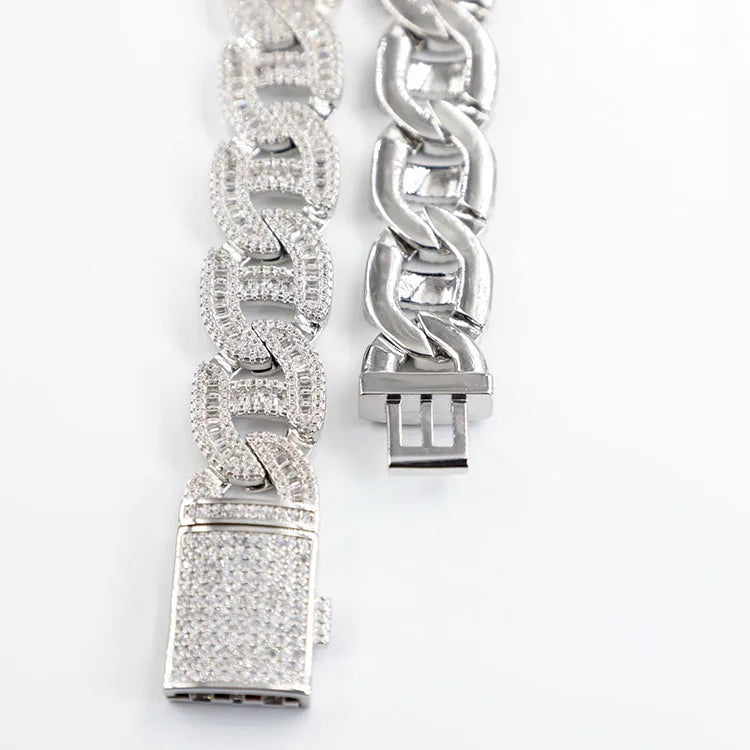 Hip Hop Iced Out 16MM S925 Silver Asscher Cut Moissanite Gold Plated White Gold for Certified Cuban Link Necklace for Men Women