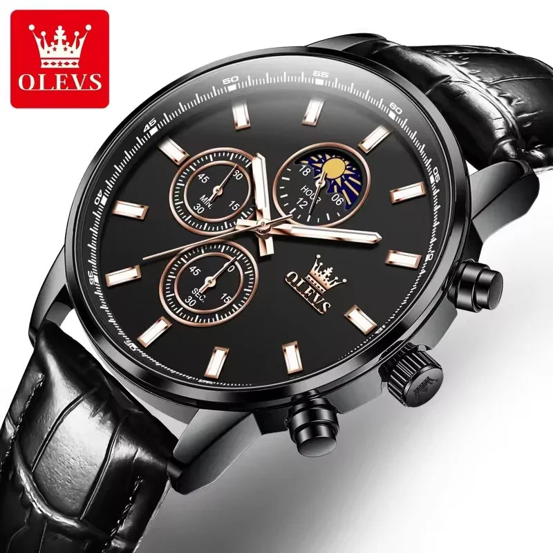 Custom Wrist Watch Watches 2902 Men Original Chinese Quartz OLVES Golden Blue Design Chronograph Watch