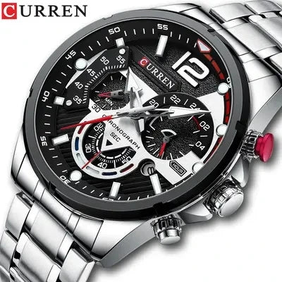 CURREN 8395 Chronograph Sport Watch — 45mm, Luminous, Shock Resistant