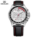 MEGIR 1010 Japan Quartz Chronograph Watch — 45mm, Leather, Luminous