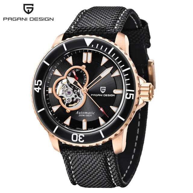 PAGANI DESIGN NH39A Automatic Men's Watch — Blue Dial, 100BAR Rated