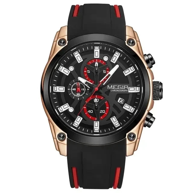 MEGIR 2144 Chronograph Sport Watch — 46.5mm, Japan Quartz, Silicone
