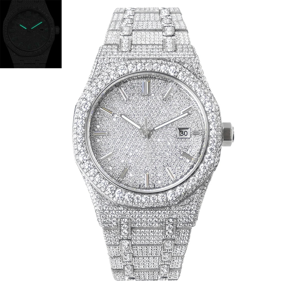 Men's Luxury Sapphire Iced Out VVS Moissanite Automatic Watch