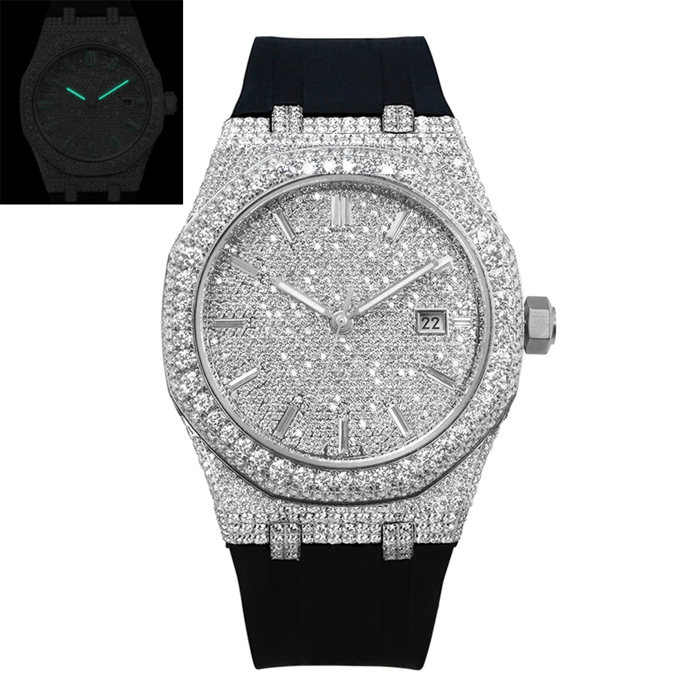 VVS Moissanite Iced Out Square Watch — Sapphire Glass, Custom Band