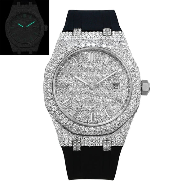 VVS Moissanite Iced Out Square Watch — Sapphire Glass, Custom Band