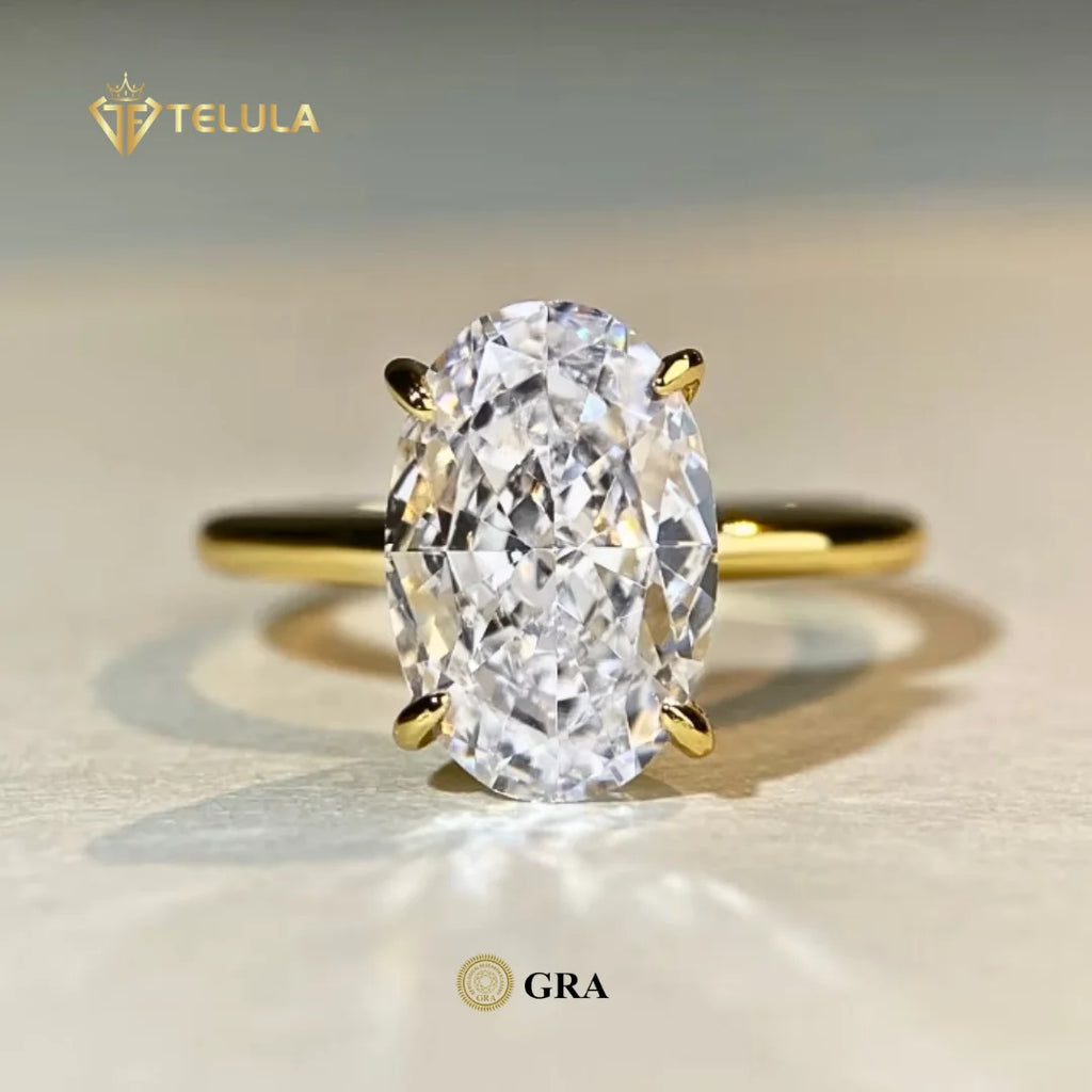 Classic Oval Cut 4.5CT Prog Setting Engagement Moissanite Ring Jewelry S925 Sterling Silver Moissanite Ring