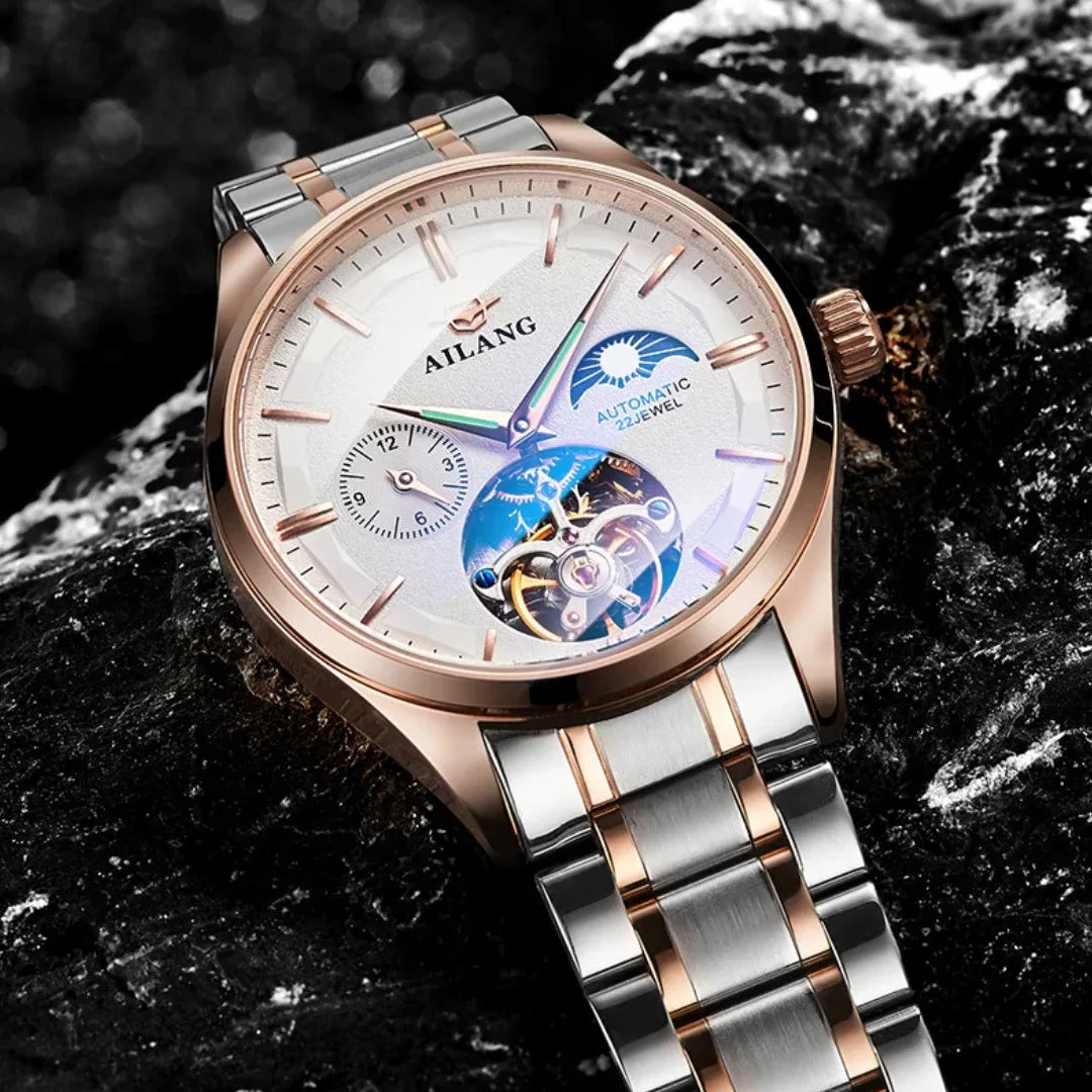 AILANG Tourbillon Automatic Watch — 41mm, Leather or Steel, 3BAR