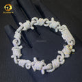 Fashion Popular Jewelry Prong Setting Solid Silver White Iced Out Hip Hop Moissanite Diamond Infinity Mimia Cuban Bracelet Men