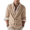 Men Sweater Cardigans Knitted Long Sleeve Spring Man Business  Turtleneck Cardigan Sweaters Double Breasted