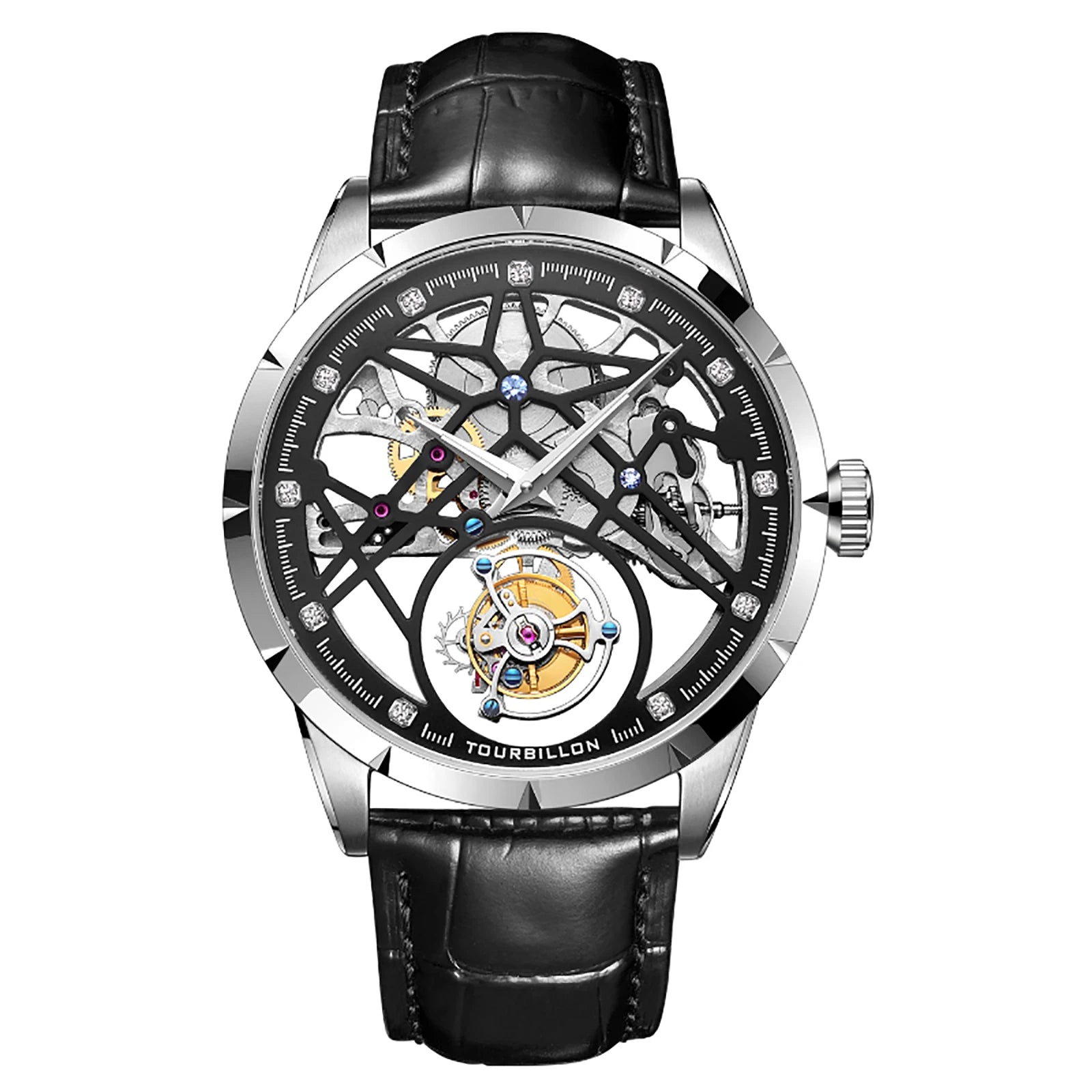 AESOP Custom Logo Tourbillon Watch — Sapphire Crystal, Leather Strap, 5BAR