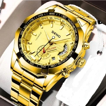 Seno S032 Large Dial Quartz Watch — 46mm, Calendar, 3BAR