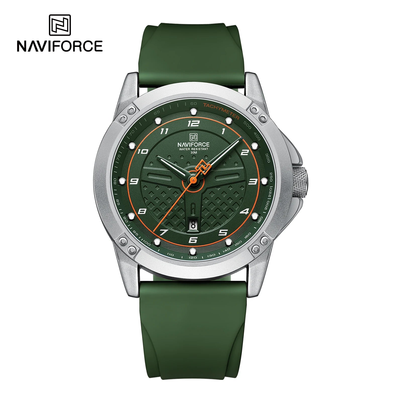 NAVIFORCE 8031 Silicone Sport Quartz Watch — Oval, Day/Date, Luminous