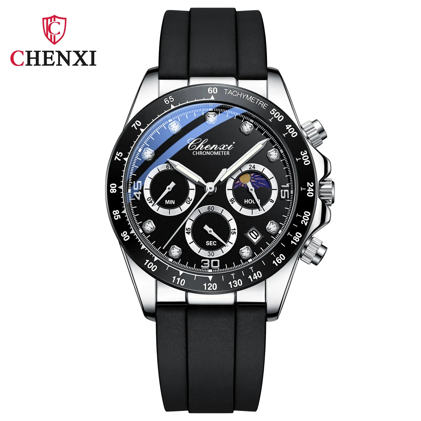 CHENXI 958 Japan Quartz Sport Watch — 39mm Oval, Silicone, Luminous