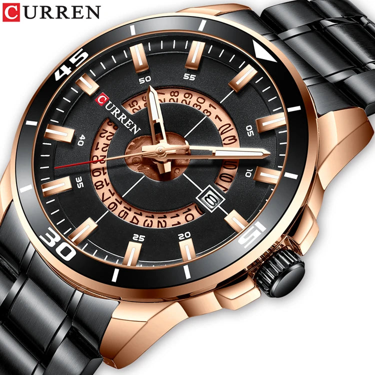CURREN 8359 Gold Business Quartz Watch — 45mm, Day/Date, 3BAR