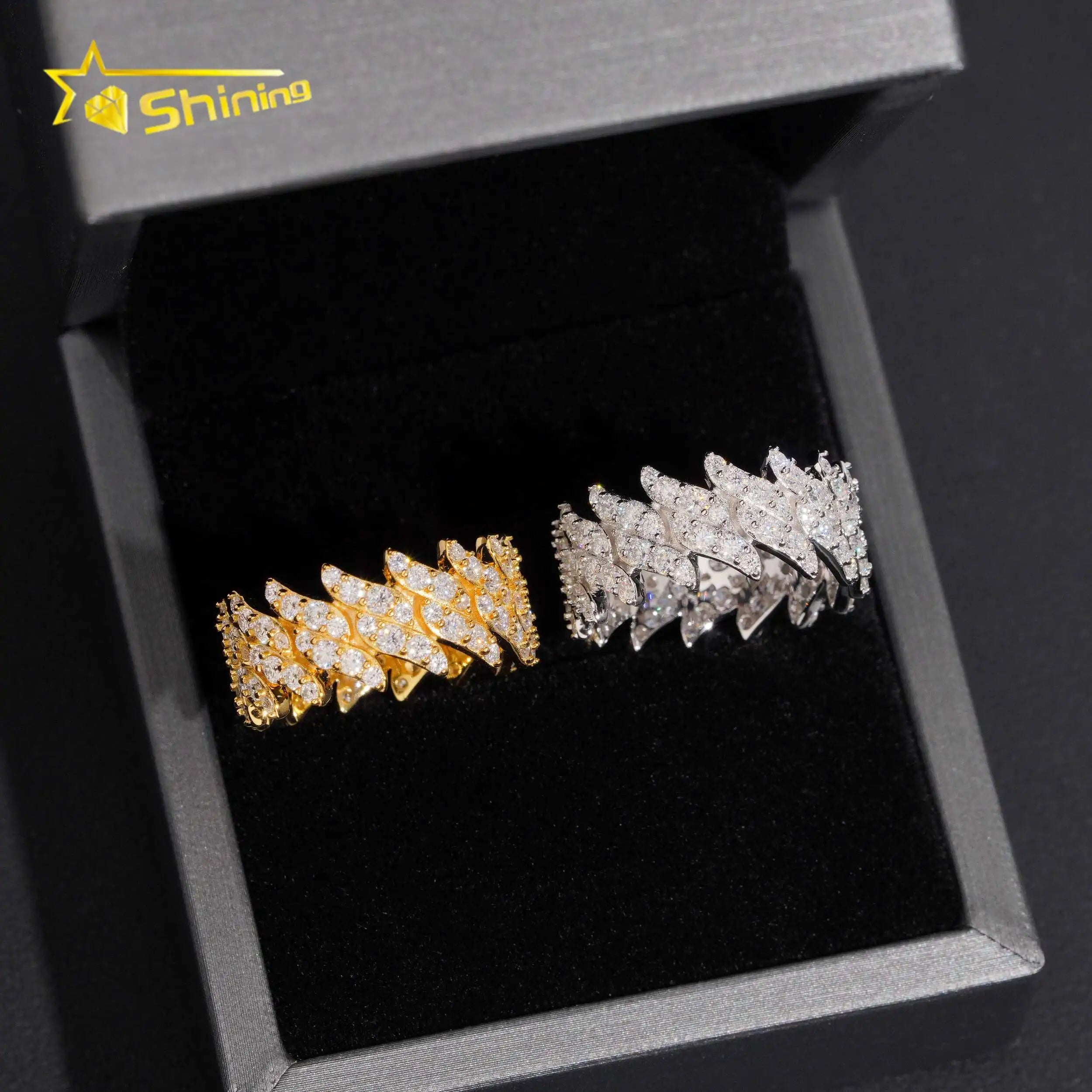 US Warehouse Stocks Pass Diamond Tester 925 Silver Hip Hop Jewelry Band Ring Vvs1 Moissanite Men Ring