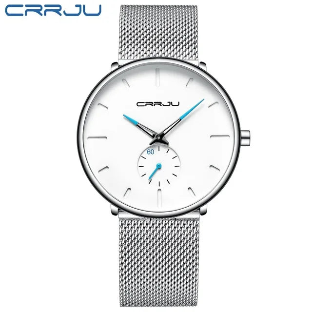 CRRJU 2150 Gold Ultra-Thin Oval Quartz Watch — 40mm, Auto Date, 3BAR