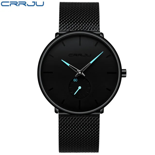 CRRJU 2150 Gold Ultra-Thin Oval Quartz Watch — 40mm, Auto Date, 3BAR
