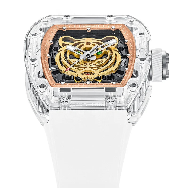 Cronusart Tiger Stripe Automatic Tonneau Watch — Crystal, Power Reserve