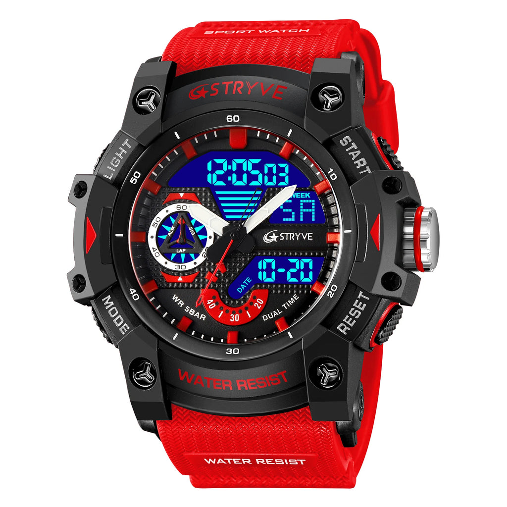 STRYVE LED Digital Watch — 52.5mm, Transparent, 5BAR, Alarm, Stopwatch